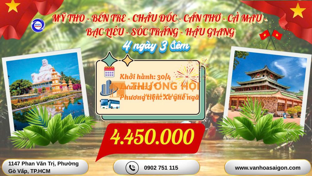 HÀNH TRÌNH KHÁM PHÁ 8 TỈNH MIỀN TÂY (4N3Đ)