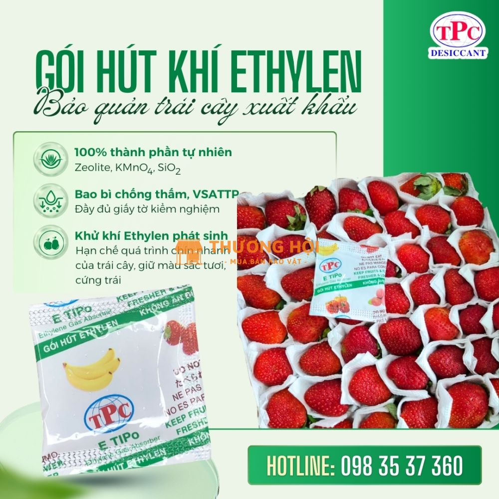 Gói hút khí Ethylene Thịnh Phong – Giải pháp giữ trái cây tươi lâu, chậm chín hiệu quả