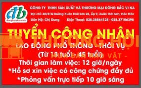 TUYỂN GẤP CÔNG NHÂN CHÍNH THỨC VÀ THỜI VỤ