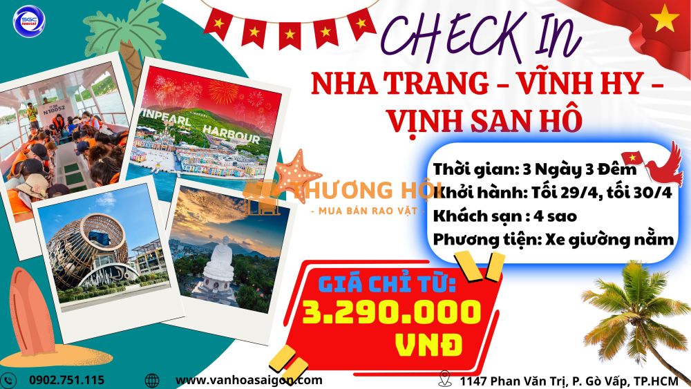 NHA TRANG - VĨNH HY - VỊNH SAN HÔ 3N3D LỄ 30.4