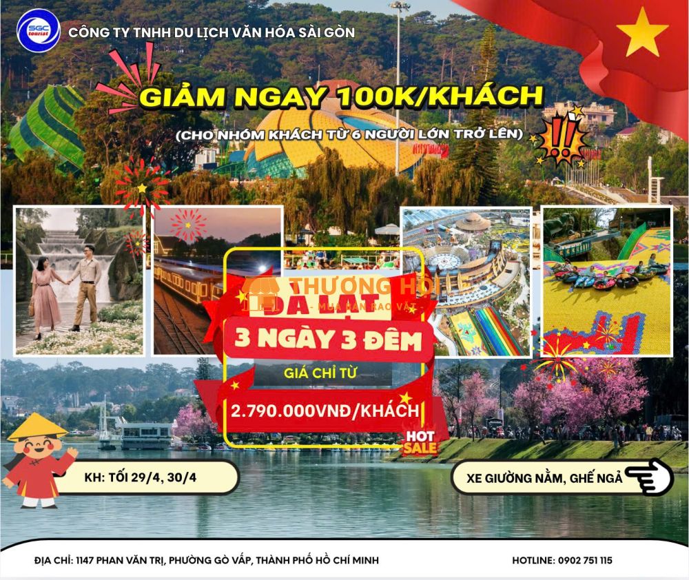 Tour Đà Lạt Vương Quốc Ngàn Hoa 3N3Đ 2026 sgc
