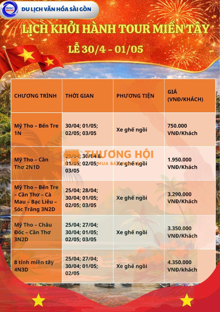 Khởi Hành Tour Miền Tây Lễ 30/4 2026 sgc