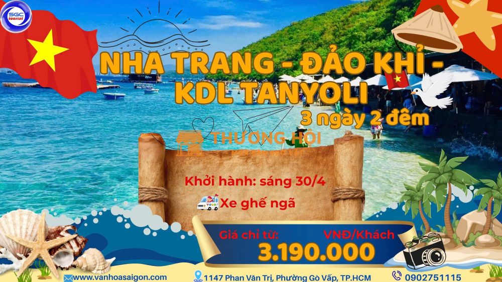 Nha Trang - Tắm Bùn - Đảo Khỉ - KDL Tanyoli 3N2Đ 2026 sgc