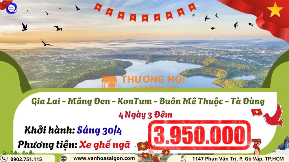 Gia Lai - Măng Đen - Kon Tum - Buôn Mê Thuột 4N3Đ 2026 sgc