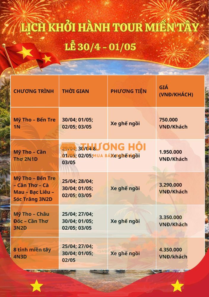 Lịch khởi hành tour miền tây lễ 30/04 -01/05