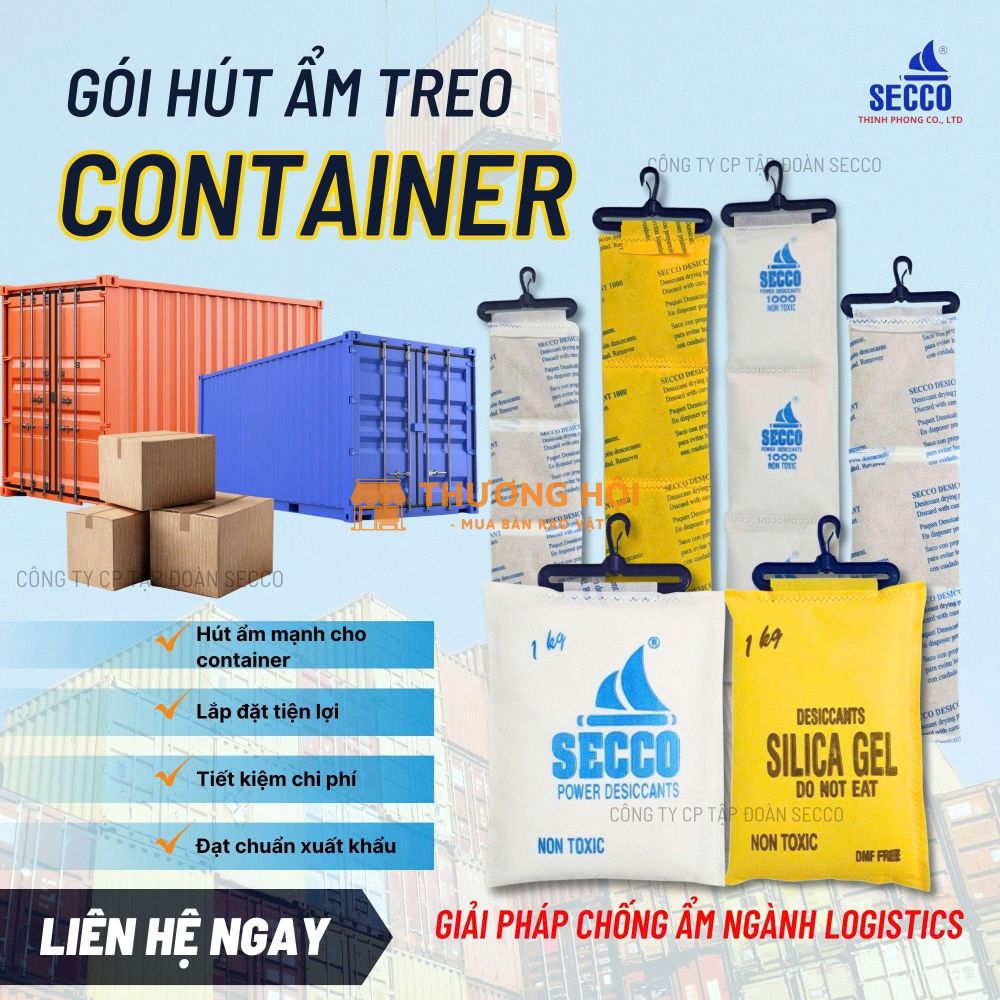 Tậu ngay dây treo hút ẩm silicagel 1kg cho container xuất khẩu gỗ