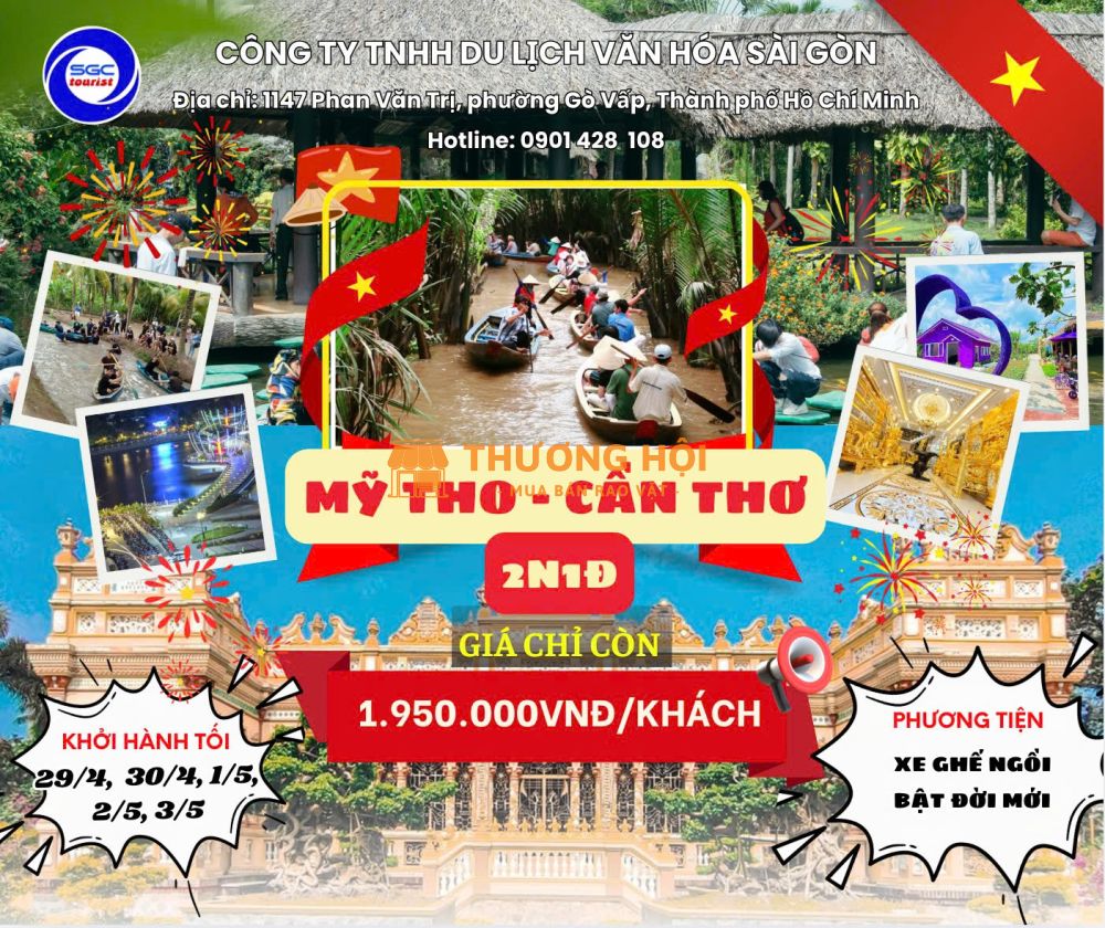 TP.HCM - Mỹ Tho - Bến Tre - Cần Thơ Lễ 30/4/2026