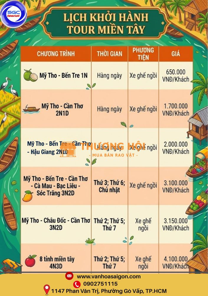 KHÁM PHÁ MIỀN TÂY SÔNG NƯỚC – LỊCH KHỞI HÀNH MỚI NHẤT