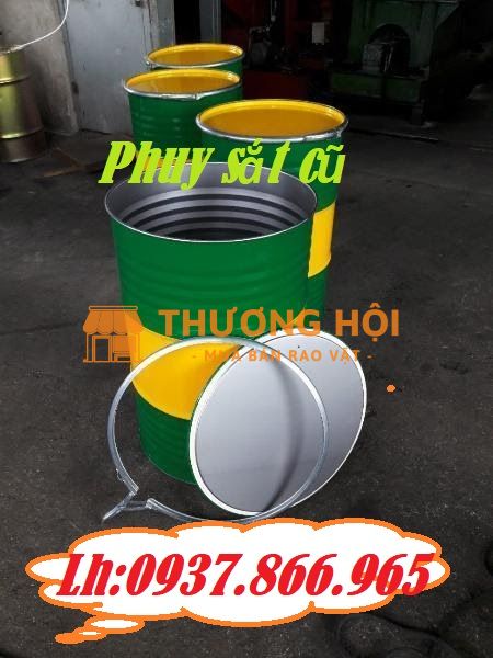 bán thùng phuy làm bàn trang trí, phuy cũ độ mới 80%, phuy nắp mở, thùng phuy, phuy cũ