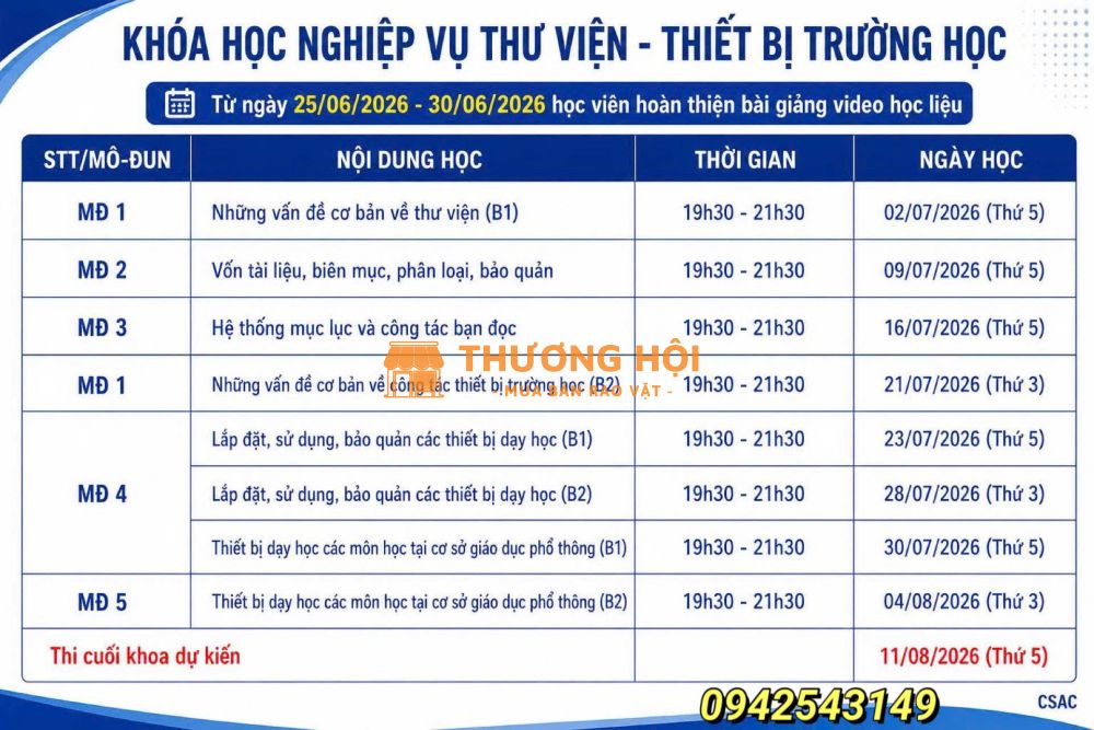 Chứng chỉ thư viện thiết bị trường học