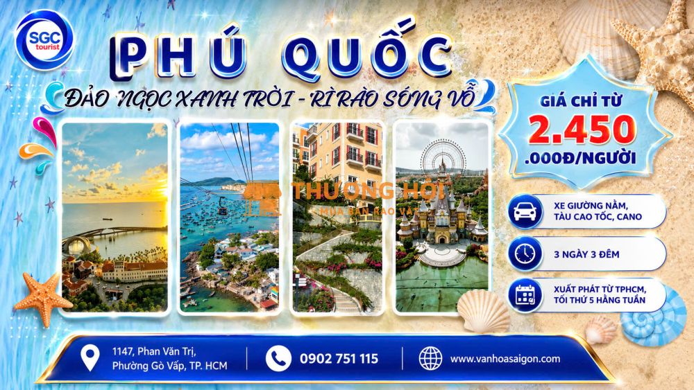 PHÚ QUỐC – ĐẢO NGỌC XANH TRỜI, RÌ RÀO SÓNG VỖ (3N3D)