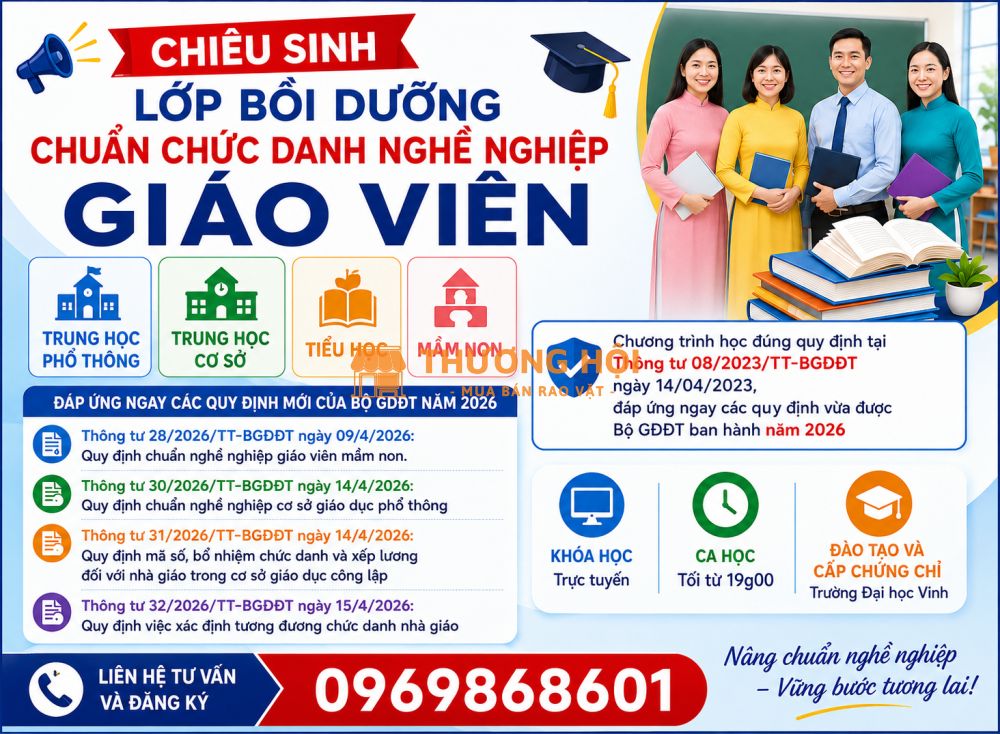 Khóa Bồi dưỡng CHUẨN NGHỀ NGHIỆP giáo viên, điều kiện bổ nhiệm và nâng hạng