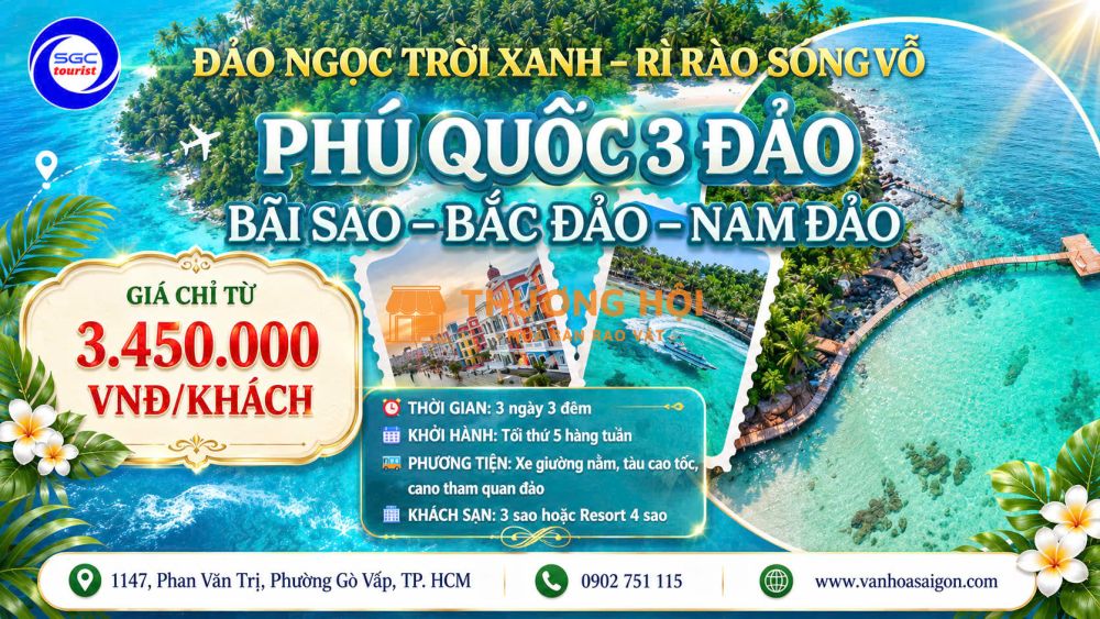 Phú Quốc - 3 Đảo - Bãi Sao 3N3Đ