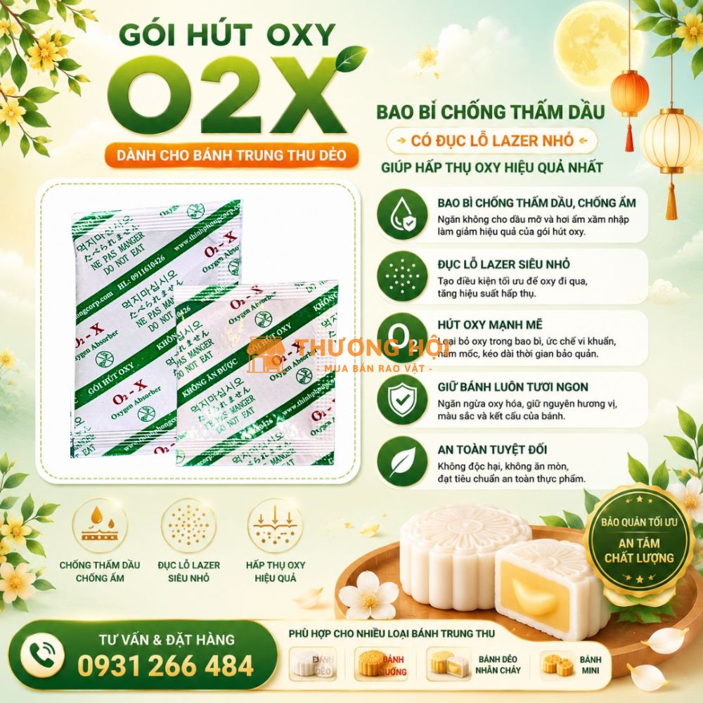Tại sao nhiều cơ sở bánh trung thu sử dụng gói hút oxy O2X?