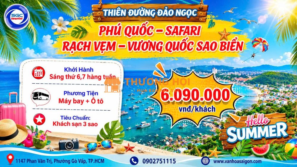 Phú Quốc - Safari Rạch Vẹm - Vương Quốc Sao Biển 3N2Đ SGC