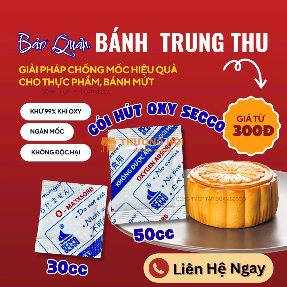 Gói Hút Oxy O-Maxxsorb Secco Cho Bánh Trung Thu Handmade Và Sản Xuất Công Nghiệp