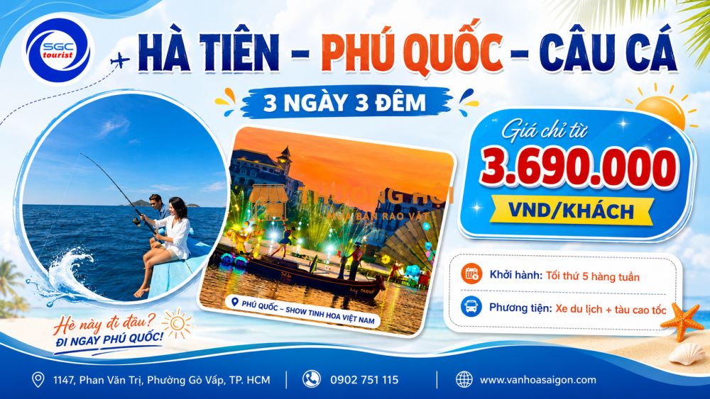 Hà Tiên - Phú Quốc - Câu Cá (3N3Đ)