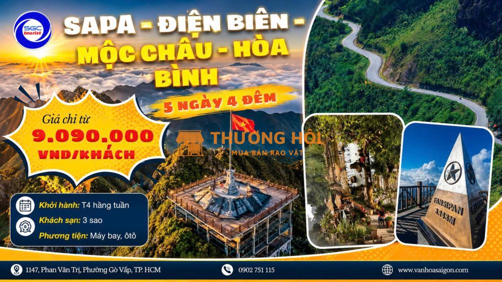 Sắc màu Tây Bắc - Sapa - Điện Biên - Mộc Châu - Hòa Bình (5N4Đ)