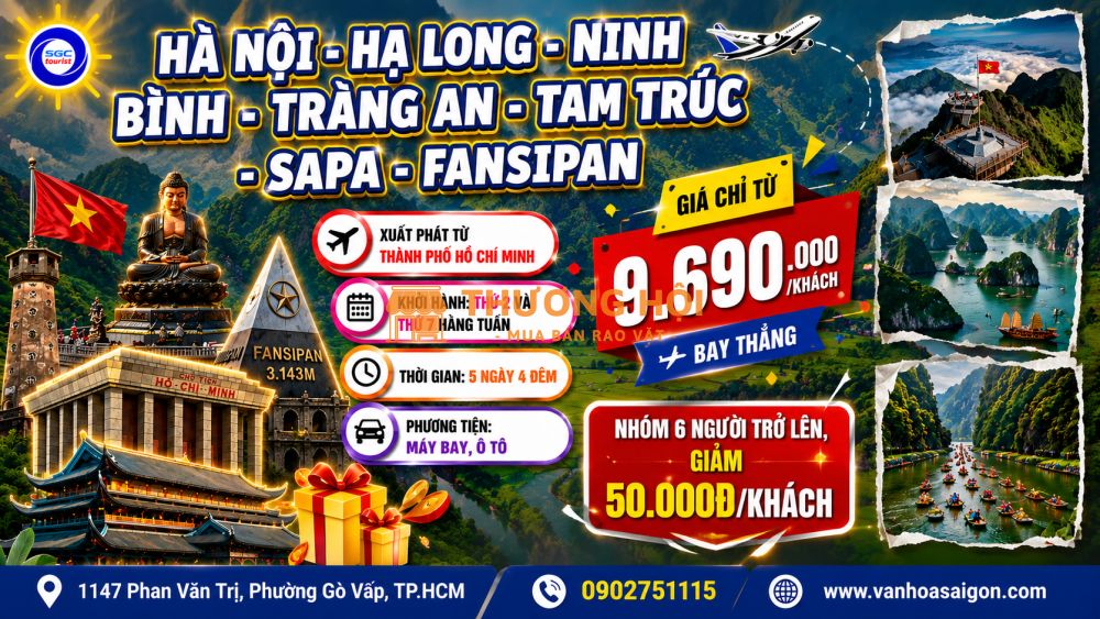 HÀ NỘI - HẠ LONG - NINH BÌNH - SAPA 5N4Đ SGC