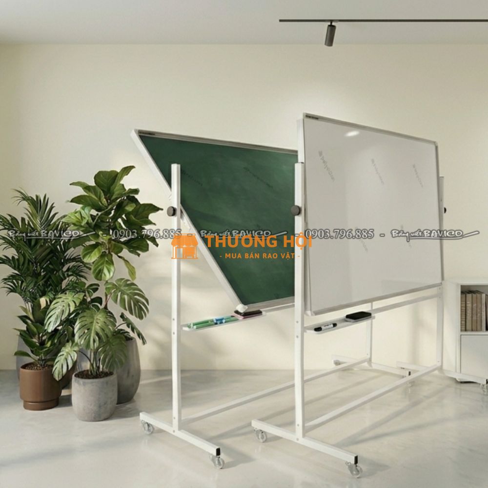 Bảng di động 2 mặt Ceramic viết phấn - viết bút lông