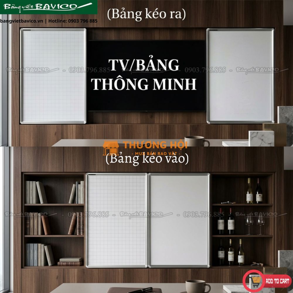 Bảng Trượt Ngang 2 Cánh Giấu Ray Thẩm Mỹ - Thế Hệ Mới