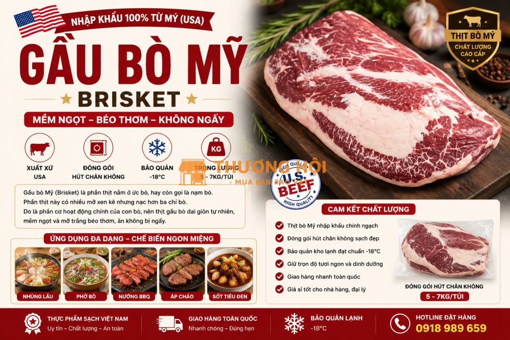 Gầu Bò Mỹ Đông Lạnh Nhập Khẩu Mỹ – Chất Lượng Cao, Giá Cạnh Tranh