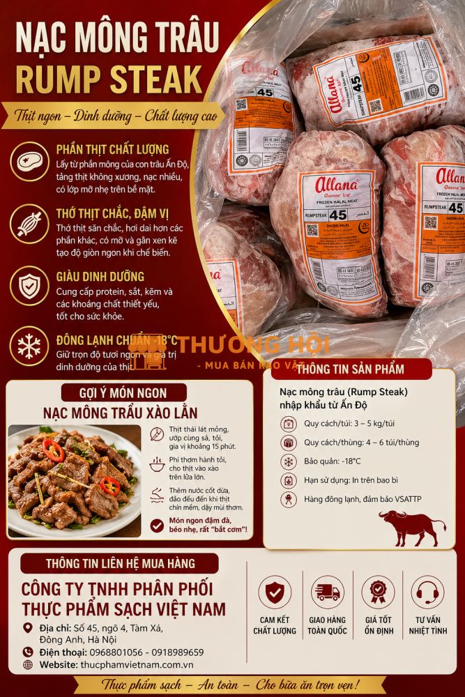 Thịt Nạc Mông Trâu Ấn Độ Giá Sỉ – Nguồn Hàng Ổn Định
