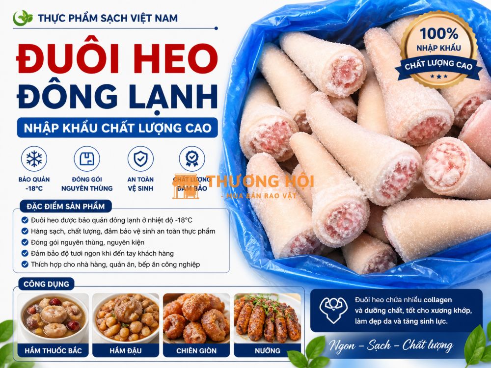 Đuôi Heo Đông Lạnh Nhập Khẩu – Nguyên Liệu Ngon Cho Món Hầm