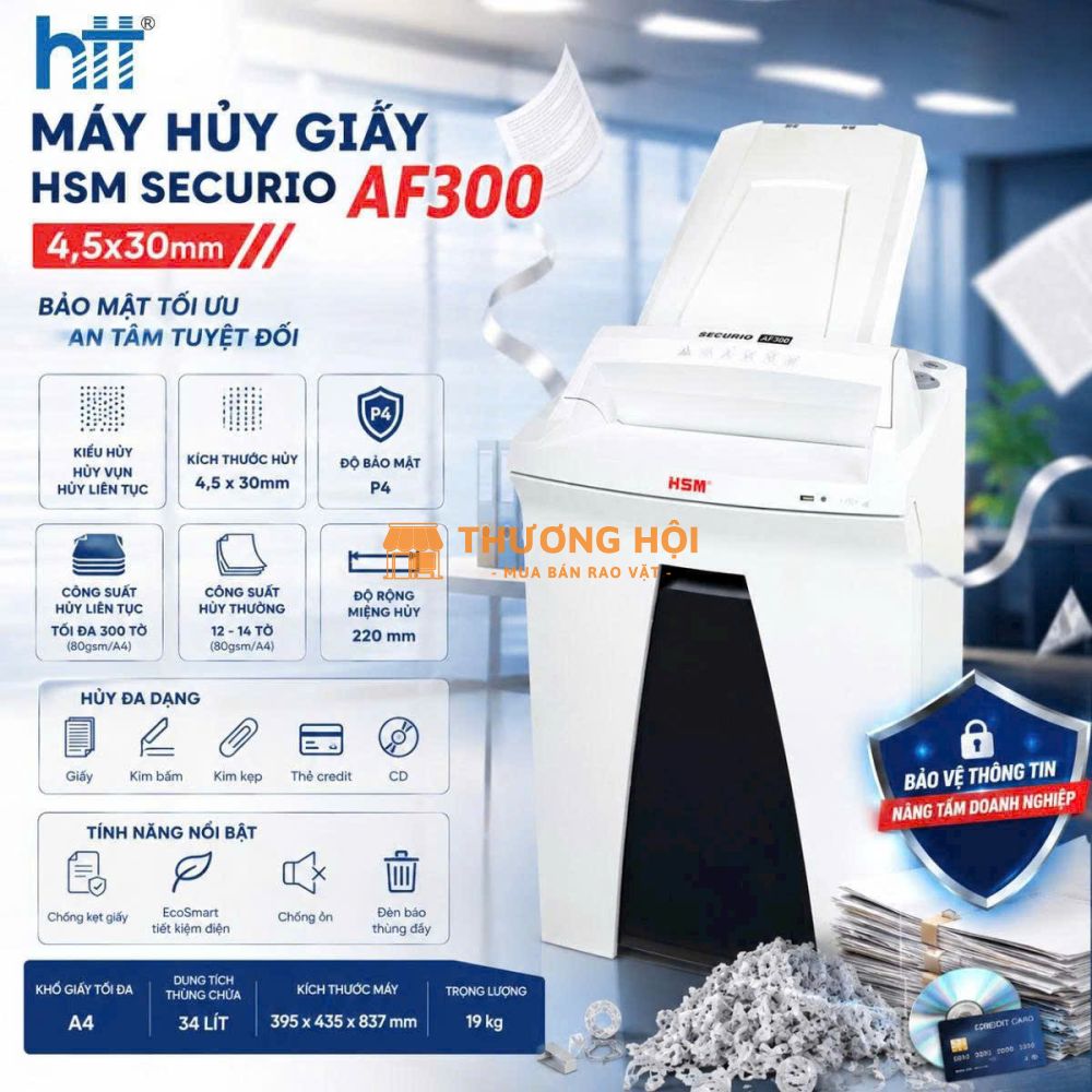 Máy Hủy Giấy HSM Securio AF300 4,5x30mm