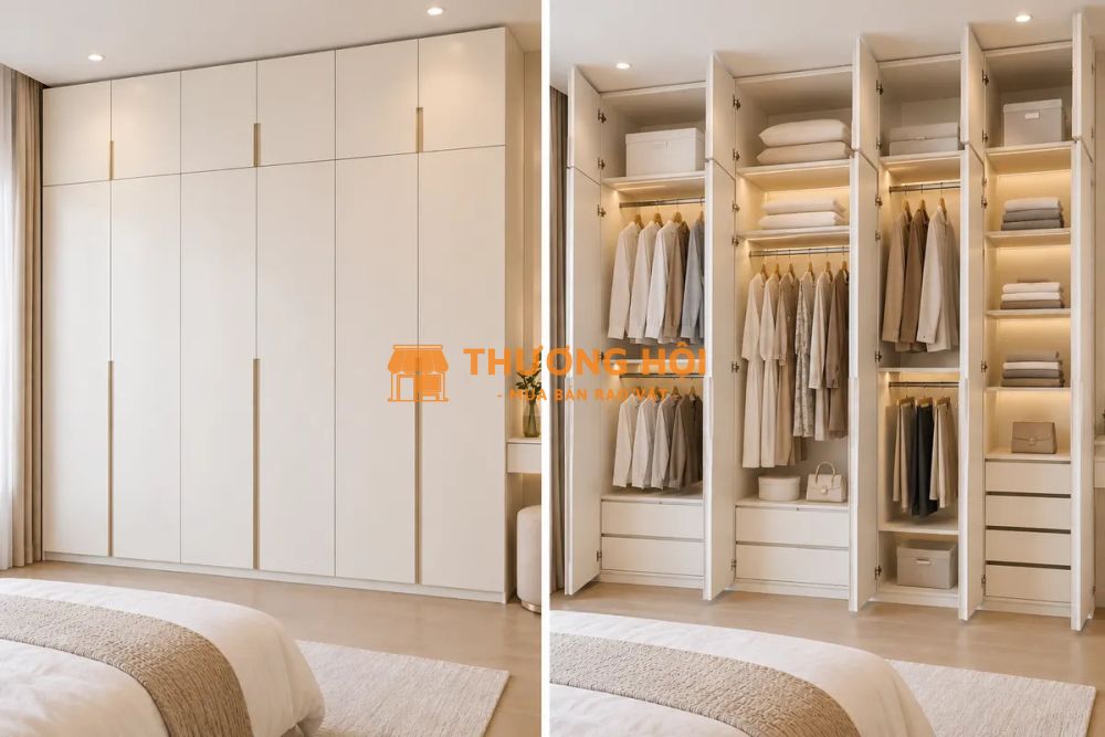 Thi Công Tủ Quần Áo Kịch Trần – Đặt Đóng Tại Xưởng, Lắp Đặt Tận Nhà