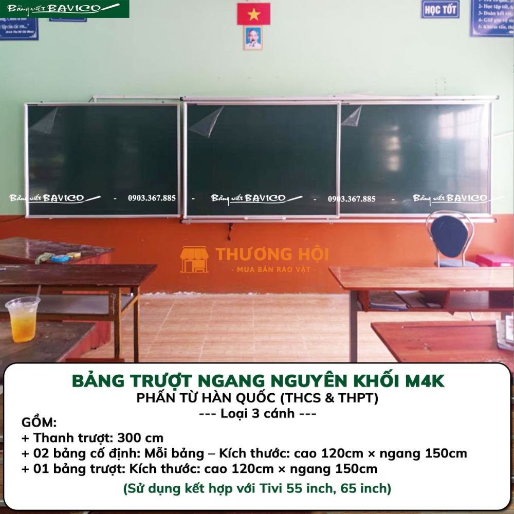 BẢNG TRƯỢT NGANG 3 CÁNH– KT: 120X450 CM (M4K) FREESHIP TP.HCM