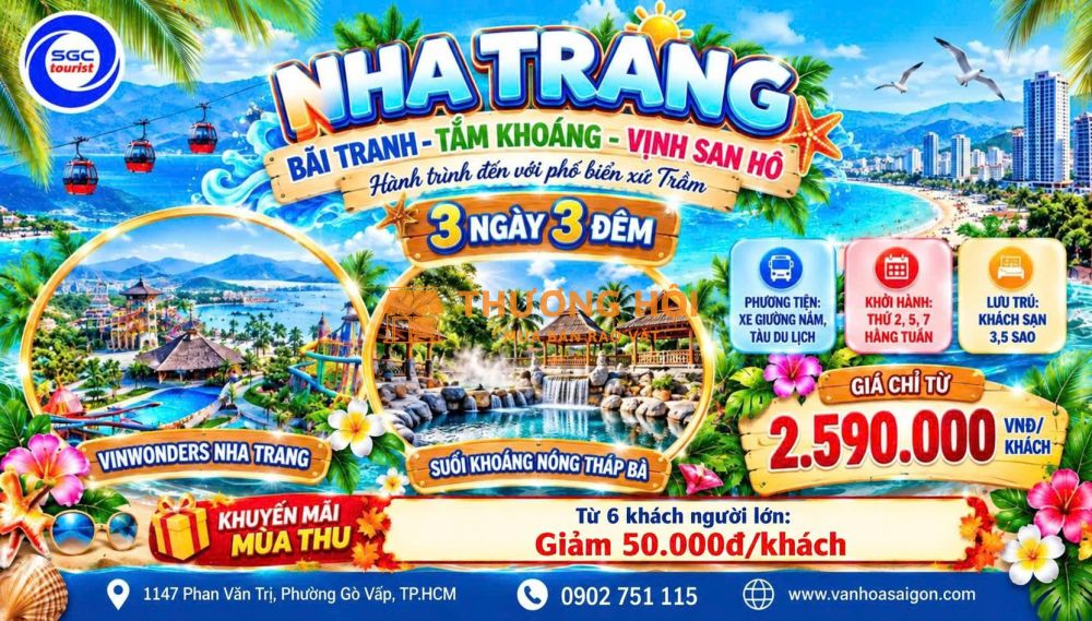 NHA TRANG – BÃI TRANH – TẮM KHOÁNG – VỊNH SAN HÔ 3N