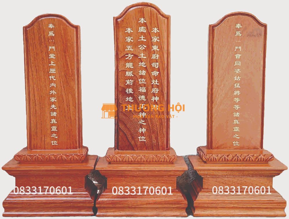 Bộ bài vị thờ thần linh và gia tiên bằng gỗ tại tp.HCM