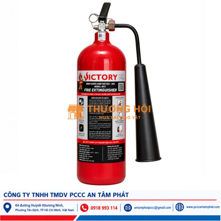 Bình Chữa Cháy Khí CO2 3kg Victory Việt Nam (MT3) – Tem
